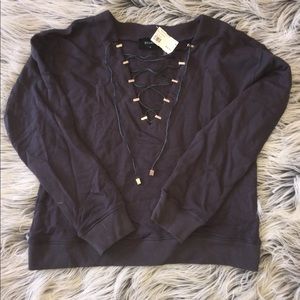 LACE UP SWEATER
